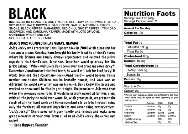 JoJo's Black Jerky 2oz